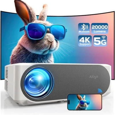 Afbeelding van AKIYO Full HD 1080p Beamer met 20.000 Lumen en 4K Ondersteuning WiFi 6 Bluetooth 5.2