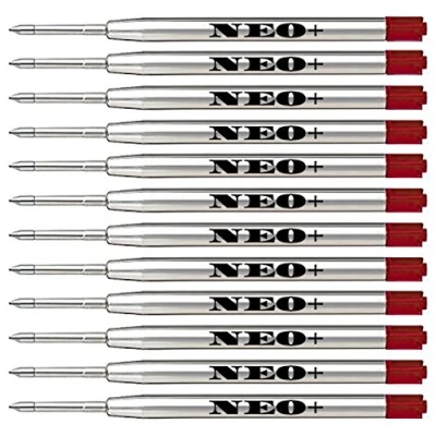 Afbeelding van Hoogwaardige balpenvullingen, goedkoop maar duurzaam, medium punt, ook compatibel met Parker balpen, vulling in G2 stijl, made Germany, 12 x rode inkt