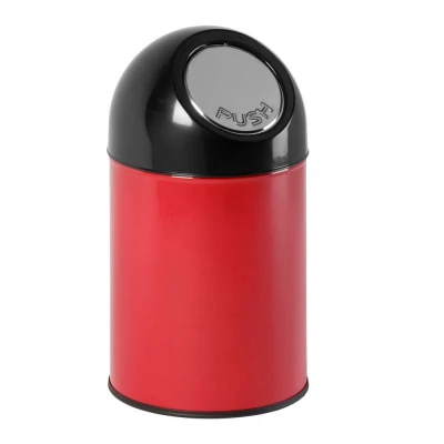 Afbeelding van Prullenbak 30ltr pushdeksel en binnemmer rood/zwart