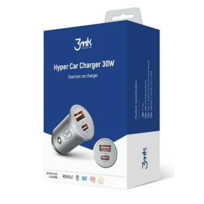 Afbeelding van 3MK Hyper Car Charger 5903108464574 Mobiele telefoon oplader auto 2 Zilver