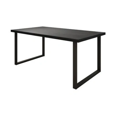 Afbeelding van Meubella Eetkamertafel Vince Zwart eiken 180 cm