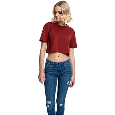 Afbeelding van Urban Classics Ladies Short Oversized TEE Tshirt basic, Dames, Maat: Medium, Red