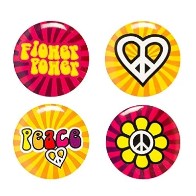 Afbeelding van Boland 4 Buttons Hippie Volwassenen Unisex 60&#039;s &amp; 70&#039;s Flower Power
