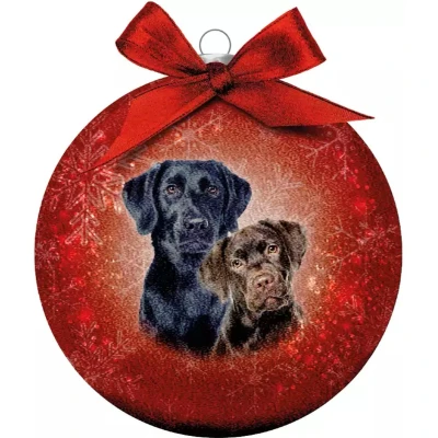 Afbeelding van Plenty Gifts Kerstbal Frosted Labradors Rood