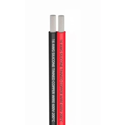 Afbeelding van 16 AWG siliconen elektrische draad 10 meter [zwart 5 m rood m] 2 aderige parallelle kabellijn zacht en flexibel aansluiting 1,3 mm² zuurstofvrije strengen vertind koperdraad