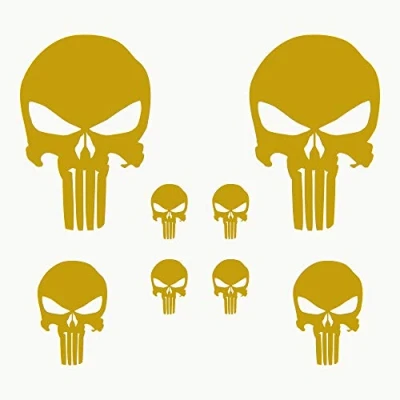 Afbeelding van Autodomy Stickers doodskop 8 stuks voor auto of motorfiets (goud)