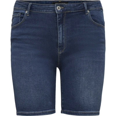 Afbeelding van ONLY Carmakoma Carlaola LIFE Jeansshort, Dames, Maat: 44, Medium blue denim