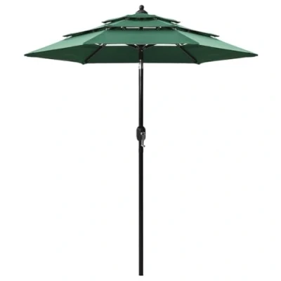 Afbeelding van Parasol 3 laags met aluminium paal 2 m groen
