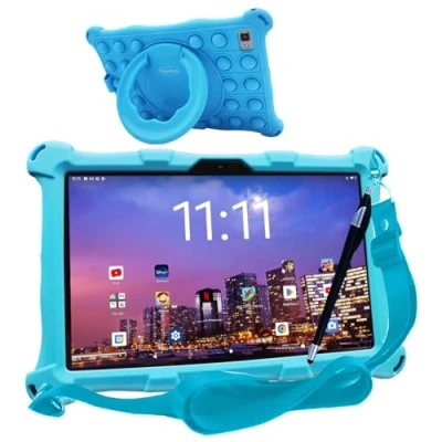 Image de AngelTech Tablette Tactile pour Enfants XL Pro II 10&#039;&#039; HD 4+3Go RAM 64+128Go ROM Octa 8 Core (Bleu)