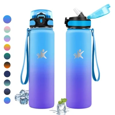 Afbeelding van KollyKolla BPA vrije thermosfles, thermosfles voor kinderen, volwassenen, kamperen, fietsen, 1 liter