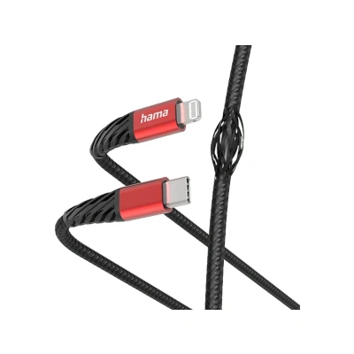 Image de Hama Câble Extreme Usb c Lightning 1.5 M Noir / Rouge (201541)