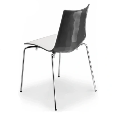 Afbeelding van Kantinestoelen Design Luisa Battaglia Antraciet kuip Chroom frame