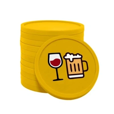 Afbeelding van CombiCraft bier en wijn munten geel Ø29mm enkelzijdig bedrukt 100 stuks