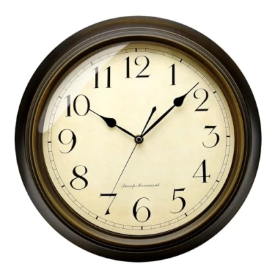Afbeelding van Grote wandklok in Urztro design, stil, klassiek, 33 cm, voor woonkamer, slaapkamer of kantoor, werkt op batterijen (Arabische cijfers)