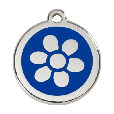 Afbeelding van Flower Navy roestvrijstalen hondenpenning large/groot dia. 3,8 cm RedDingo