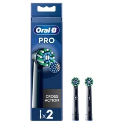 Afbeelding van Oral B CrossAction Met CleanMaximiser technologie Opzetborstels Zwart 2 stuks