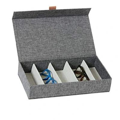 Afbeelding van Love !T Store Premium juwelenkistje bewaren van sieraden sieradendoos gevoerd met fluweel 8 vakken 27 x 22 6 cm grijs