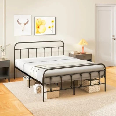 Afbeelding van HOMCOM Bedframe Staal 143x210x103cm Zwart