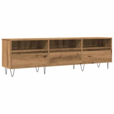 Afbeelding van Tv meubel 150x30x44,5 cm bewerkt hout artisanaal eikenkleur
