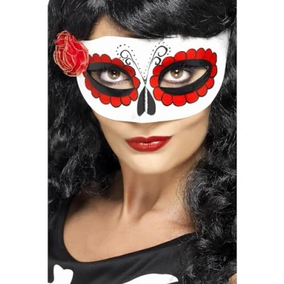 Afbeelding van Smiffys Mexicaans Dag van de Doden Masker met roos