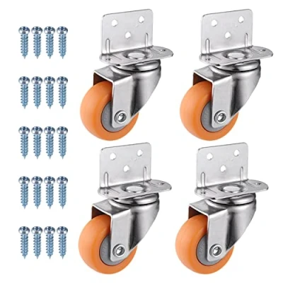 Afbeelding van Zocipro 4 stuks 37 mm zwenkwielen met schroeven, slijtvast, 360 graden draaibare wielen voor meubels (oranje)