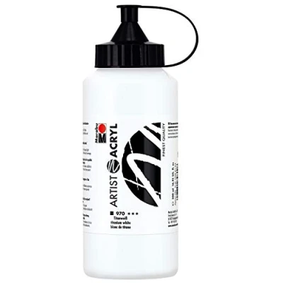 Afbeelding van Marabu 12200075970 Artist acrylverf, wit, titanium, 500 ml, fijne acrylverf in kunstenaarskwaliteit op waterbasis, pastelconsistentie, hoge pigmentatie, zeer goede glans en dekking, eenheidsmaat