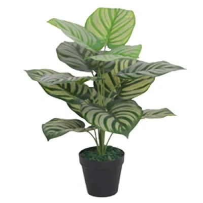 Afbeelding van Leaf Design UK kunstplant met gestreepte pot, 60 cm