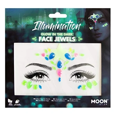 Afbeelding van Moon Creations Glow Illumination In The Dark Gezicht Diamanten Sticker Multicolours