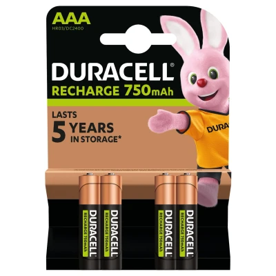 Afbeelding van Duracell oplaadbare batterijen Recharge Plus AAA, blister van 4 stuks