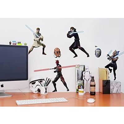 Afbeelding van Komar Star Wars 14737h Muurtattoo Clone Showdown 100 x 70 cm (breedte hoogte) 6 stuks Jedi, Sith, Klonkrijger, muursticker, wanddecoratie, kinderkamer