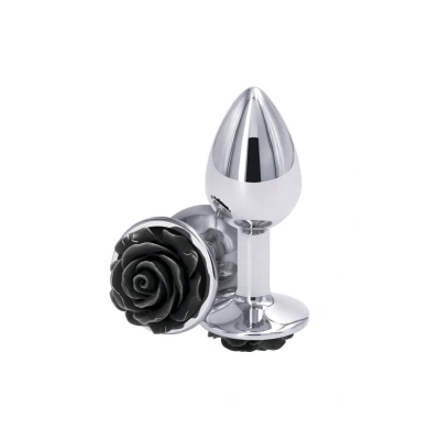 Afbeelding van Aluminium Buttplug met Zwarte Roos S