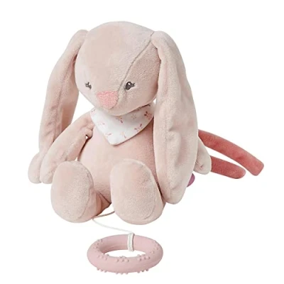 Afbeelding van Nattou Muziek Knuffel Konijn Alice en Pomme 20 cm Poederroze