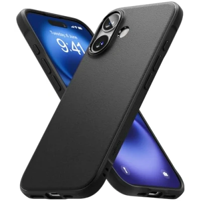Afbeelding van Ringke Beschermhoes compatibel met iPhone 16 [Onyx] Schokbestendig Antislip Flexibel Ultradun Zacht TPU Zachte Bumper Duurzaam Hoesje Case Accessoires Zwart