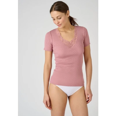 Afbeelding van Damart T shirt met korte mouwen open gebreide Thermolactyl Dames Roze 42 44 (M)