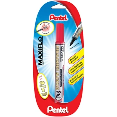 Afbeelding van Pentel Maxiflo NLF50 permanente marker, conisch, medium punt, met drukknop, rood, 1 stuk