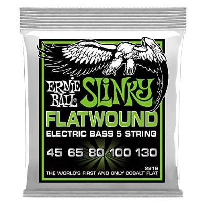 Afbeelding van Ernie Ball PO2816 Slinky Flat Wound Bass 5 Strings 45 130 Snarenset voor string basgitaar