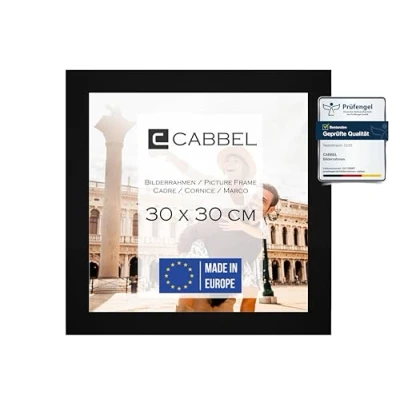Afbeelding van CABBEL Fotolijst 30 x cm in zwart, stabiele mdf houten lijst, onbreekbaar plexiglas, om op te hangen, ideaal voor foto&#039;s/afbeeldingen/collages