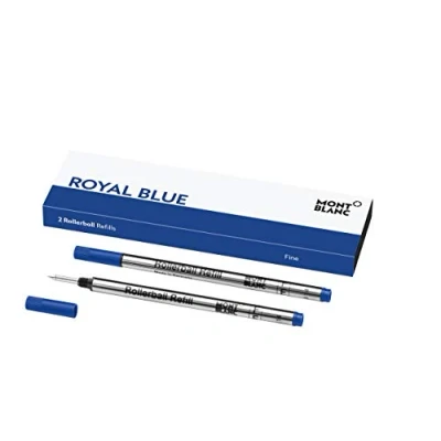 Afbeelding van Montblanc 124501 navulling voor rollerball 2 x Royal Blue blauw F maat dun
