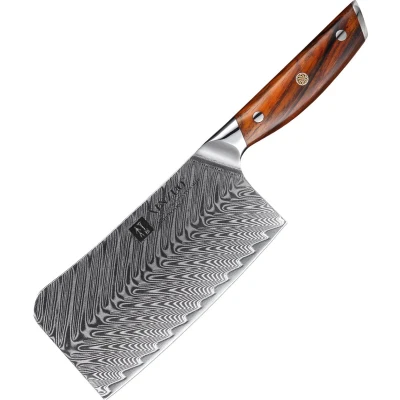 Afbeelding van Damascus Hakmes / Koksmes Vleesmes (67 lagen) Xinzuo B27 Yi Luxe &amp; Professioneel Vlijmscherp staal 30.5 cm Keukenmes met rozenhouten handvat