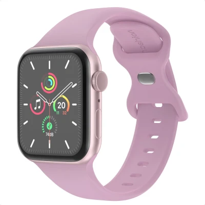 Afbeelding van imoshion Siliconen⁺ bandje voor de Apple Watch Series 1 t/m 9 / SE (38/40/41 mm) 10 (42 Mauve Maat S/M