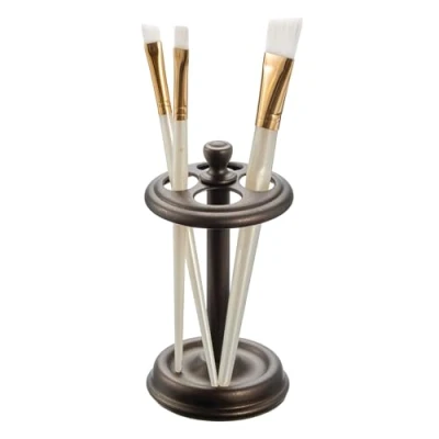 Afbeelding van iDesign York Metalen tandenborstelhouder voor badkamer, wastafel, werkblad, scheerapparaat, gelegeerd staal, brons, 3,25 inch x 5,75