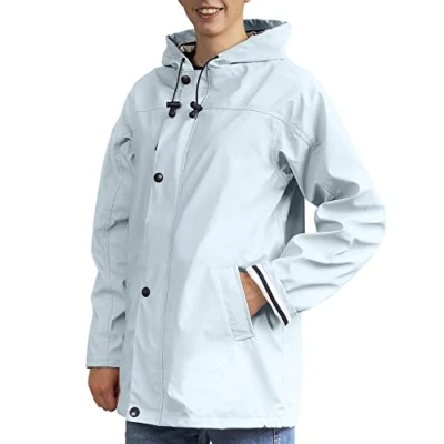 Afbeelding van Breizh Ocean Gewaxt Armor voor dames, uniseks waterdichte jas, gestreepte voering in mariene stijl van XS tot 4XL, Hemelsblauw