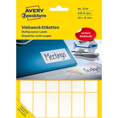 Afbeelding van Etiket Avery Zweckform 3324 38x18mm wit 648stuks