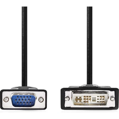 Afbeelding van DVI naar VGA kabel Nedis 2 meter (DVI A, 100% koper, Zwart)