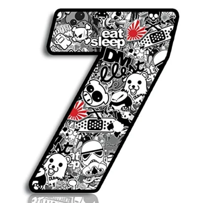 Afbeelding van Biomar Labs® 1 x pvc sticker bomb start nummer 7 race racing auto motorcross motorsport tuning N 347