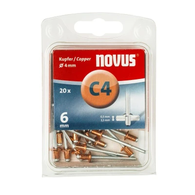 Afbeelding van Novus 045 0038 Blindklinknagel Koper A4 x 6mm (20st)
