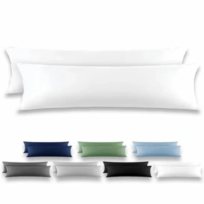 Afbeelding van REDKEY Set van 2 kussenslopen voor zijslaapkussen, 40 x 145 cm, microvezel kussensloop met hotelsluiting, wit