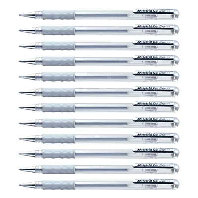 Image de Pentel 0.8mm tip hybrid gel metallic ink pen with comfortable finger grip silver k118 z