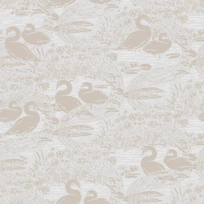 Afbeelding van Laura Ashley Vliesbehang Swans Dove Grey Grijs