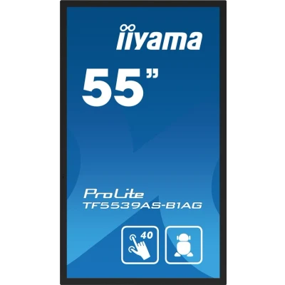 Afbeelding van iiyama TF5539AS B1AG beeldkrant Digitale signage flatscreen 138,7 cm (54.6&quot;) LED 500 cd/m² 4K Ultra HD Zwart Touchscreen Type processor Android 24/7